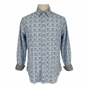 NEW Cremieux Premium Denim Tall Man Blue Abstract Stretch‎ Button Down Shirt